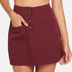 Pocket Patched Button Skirt
